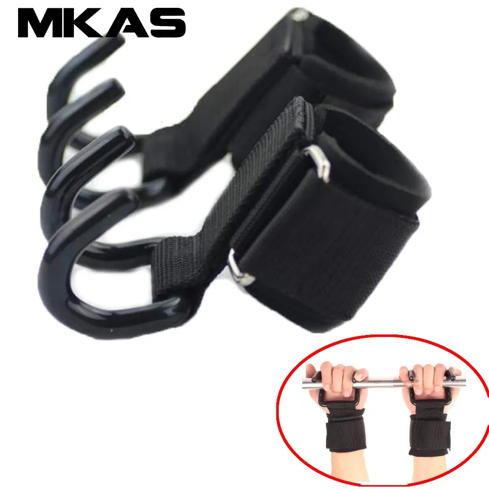 Ganchos de aço para levantamento de peso, tiras de pulso com envoltório acolchoado para levantamento pesado, puxadores pesados, powerlifting, fitness, gancho 240227