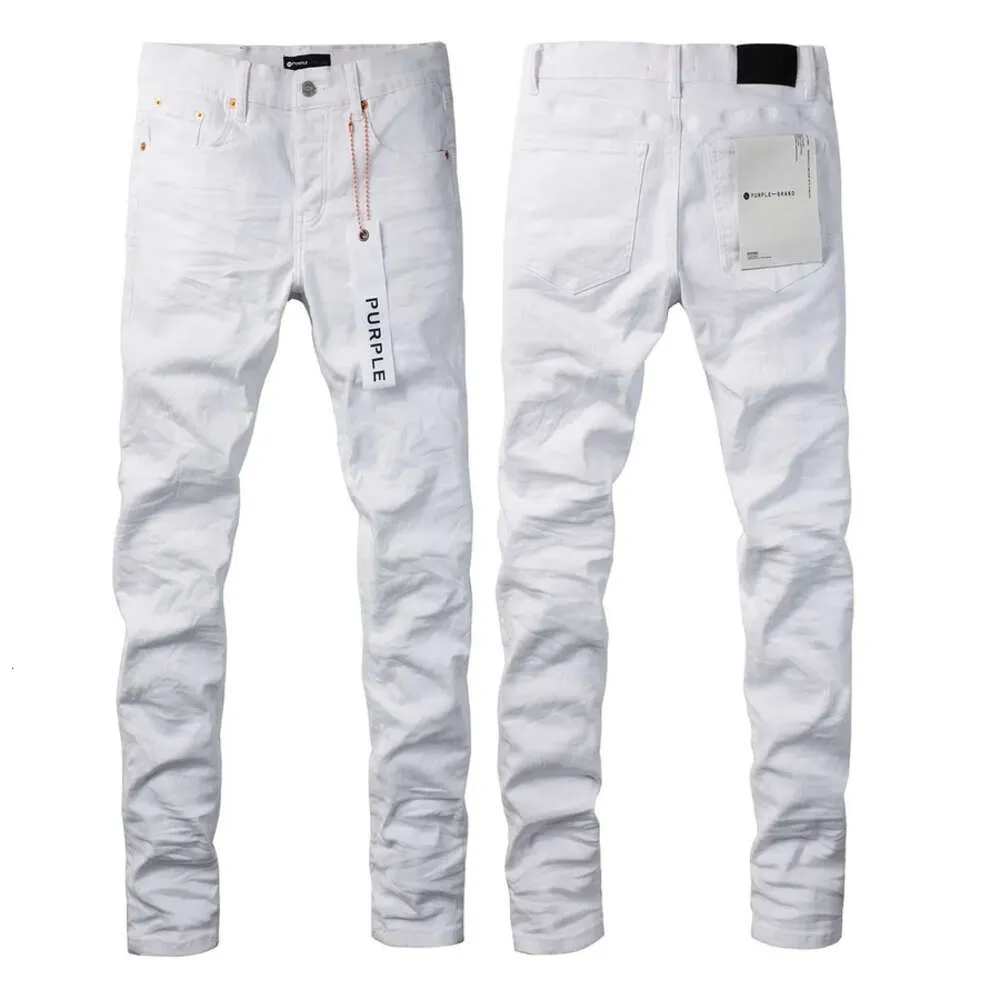 Jeans roxo marca masculina jeans fino ajuste magro sólido branco calças jeans streetwear 895