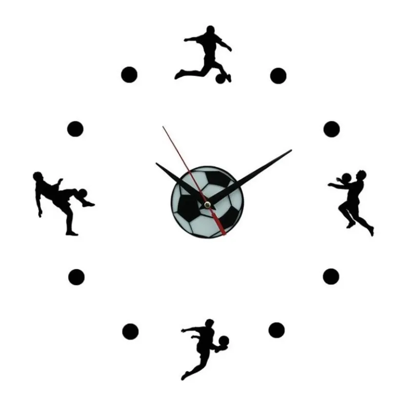 Autocollant Mural horloge muette bricolage Football acrylique miroir stickers muraux pour la décoration intérieure CNIM Clocks326G