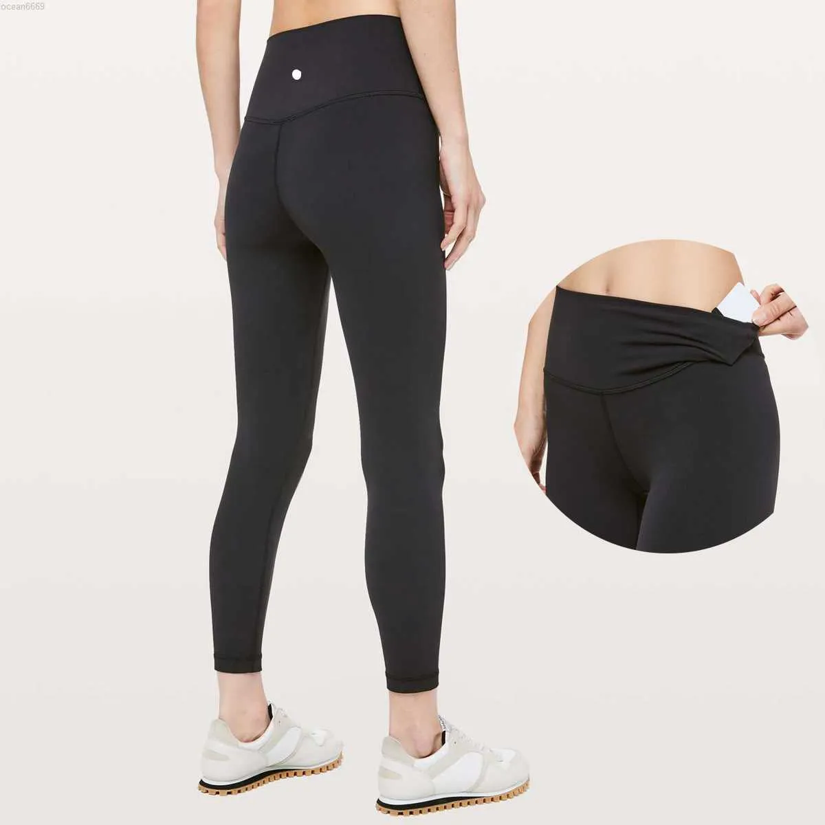 LL Femmes pantalons de yoga leggings taille haute vêtements d'entraînement noir rose couleur unie course vêtements de sport élastique Fitness Lady pantalons de sports de plein air tenue de yoga prana