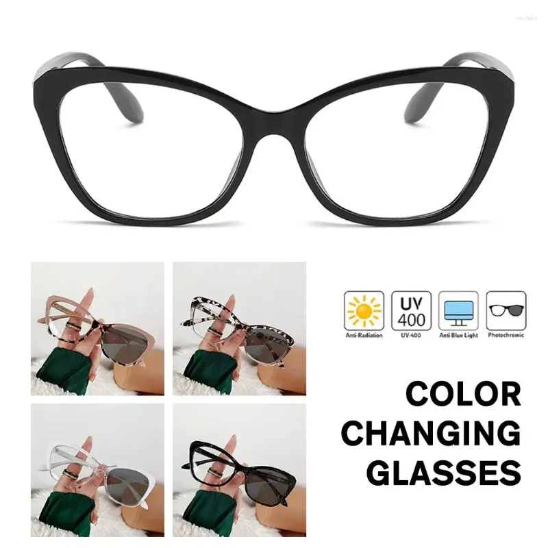 Zonnebril Cat Eye Stralingsbestendige Blauw Licht Blokkerende Bril Voor Dames Heren Met Opbergtas Optische Frames Verkleuring Brillen O5G9