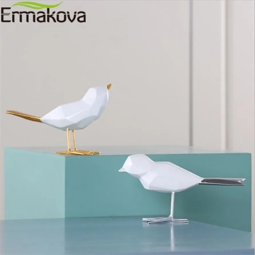 Ермакова, современная милая фигурка птицы из смолы, европейские украшения, геометрическое оригами, статуя животного, домашний офис, декор, подарок Q1128283F