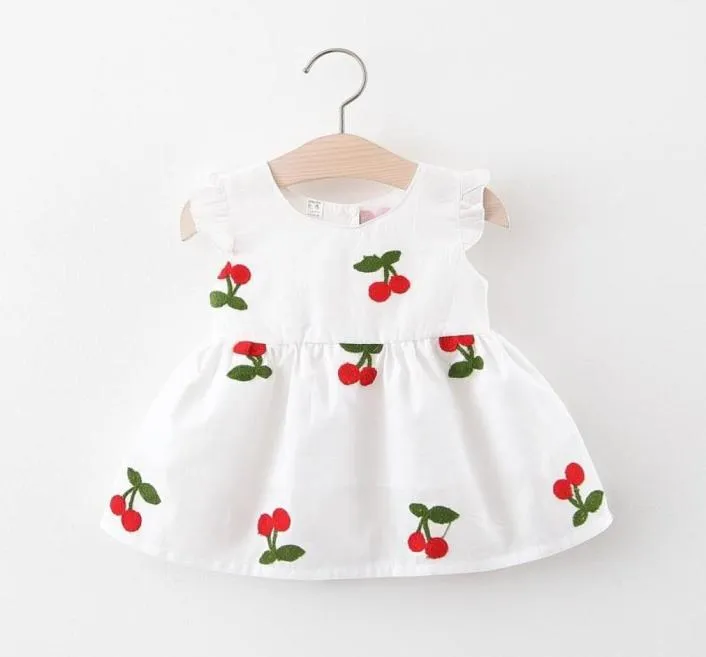 Girl039s Kleider Geborenes Baby Mädchen Sommer Niedliche Kirsche Ärmelloses Prinzessin Strandurlaub Kleid Kleines Mädchen Kinder Kleinkind Kleidung Ou8727639