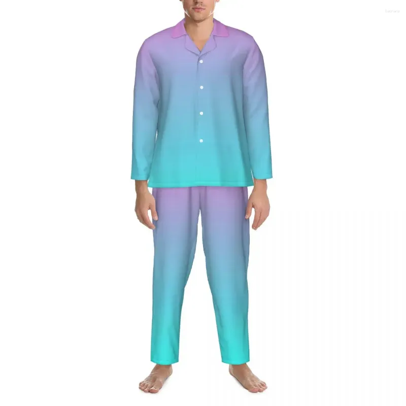Pyjamas pour hommes Imprimer Pyjamas Hommes Abstrait Girly Rose Confortable Nuit Nuit Printemps 2 Pièces Rétro Oversize Design Costume À La Maison