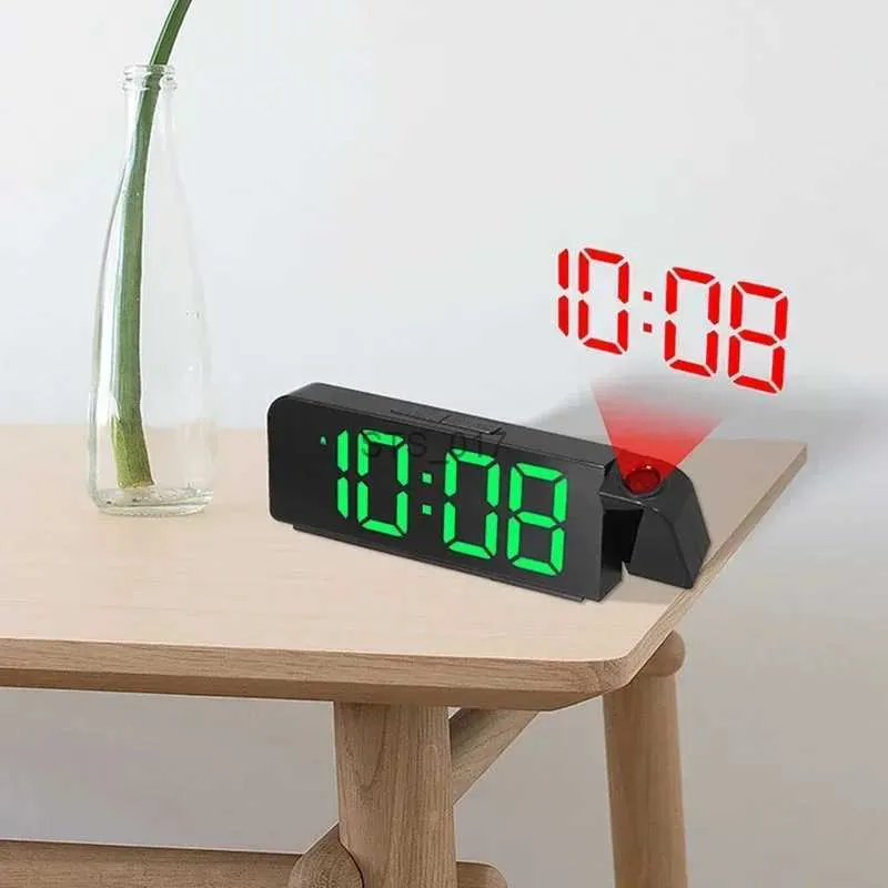 Andra klocktillbehör 180 Rotation Digital Projection Alarm Clock Night Mode Power-Off Memory Clock 12H/24H Bedroom Electronic LED Clockl2403