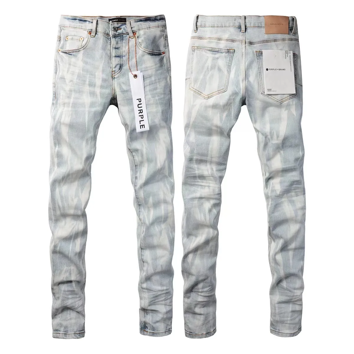 Mens 2024 Designer Purple Jeans Biker Slim Fit Motorcykelcyklister denim för herrsköljning gör gamla hiphop kvinnor street mode mans svarta byxor lila märke storlek 28-39