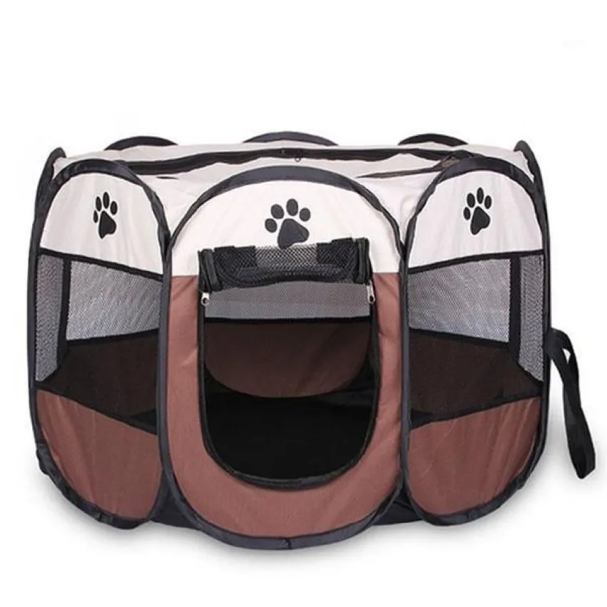 -Portable pliant tente pour animaux de compagnie chien maison Cage chat parc chiot chenil opération facile octogone clôture 265d