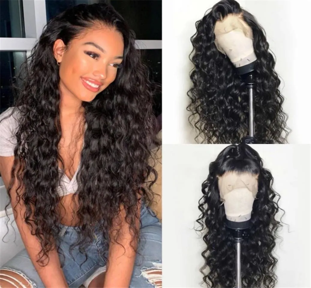 Deep Wave Wigs Lace Human Hair Wigs for Black Women Long Black Curly Hair Glueless Brazilian Remy Curly Human Hair Wigs9820361