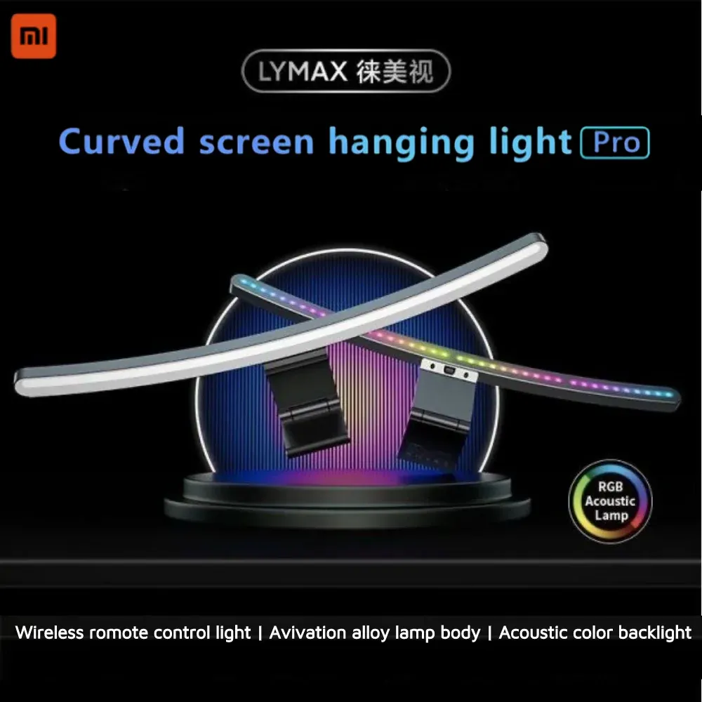 Kontroll Xiaomi Mijia Lymax krökt skärm hängande ljus bar led eyecare läsdisk lamp rgb monitor spelljus för dator PC