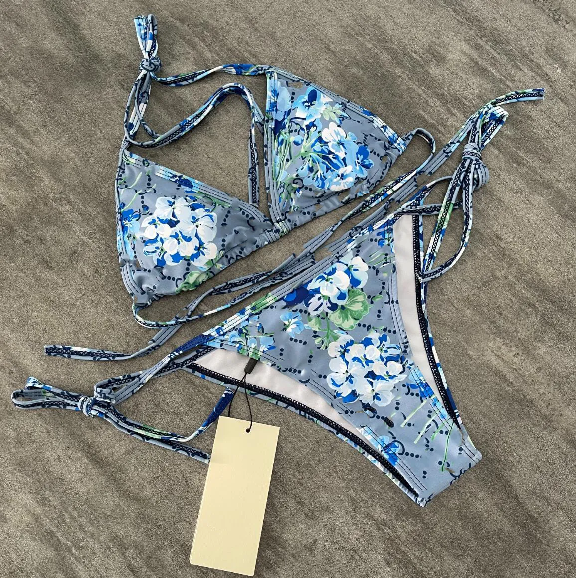 Badkläder vintage tryck baddräkt kvinnlig set baddräkt tvådelar set baddräkt sommar bikinis kvinnor sexig bikini