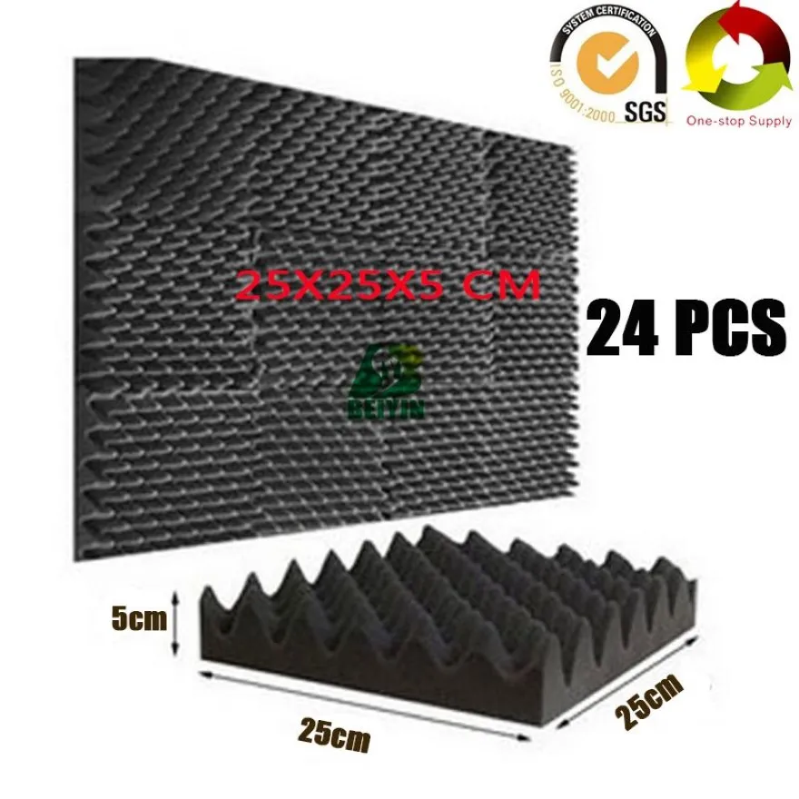 Paquet de 24 panneaux de mousse acoustique ignifuges pour caisse à œufs Traitement du son de studio Panneaux insonorisés Équipement audio professionnel Isolation phonique Spong317S
