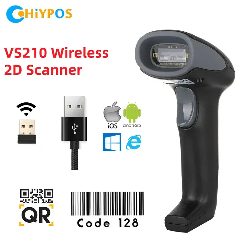 CHIYI VS210 Scanner de codes à barres sans fil portable et VS220 Bluetooth 1D2D QR lecteur de codes à barres PDF417 pour IOS Android IPAD 240229