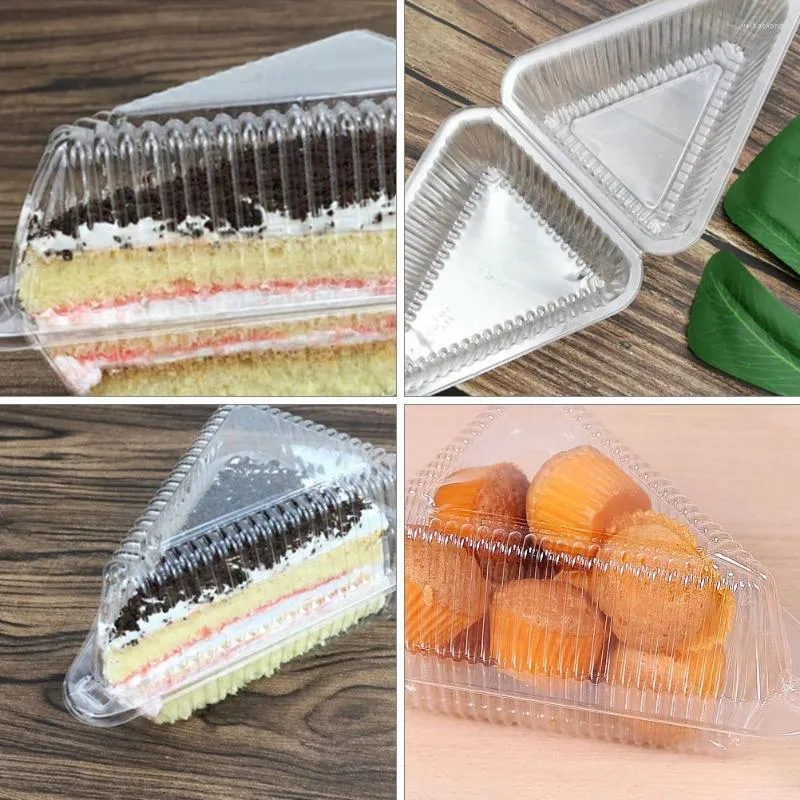 Afhaalcontainers Maaltijdvoorbereidingscontainer Driehoekige taartdoos Cheesecakes Plastic met deksels