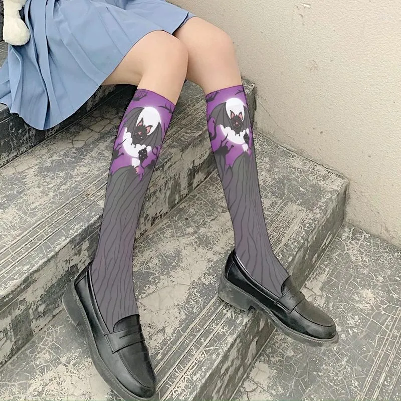 Women Socks Women's Bat Style Spring And Summer Ladies Printed Long Tube High School Halloween Gift