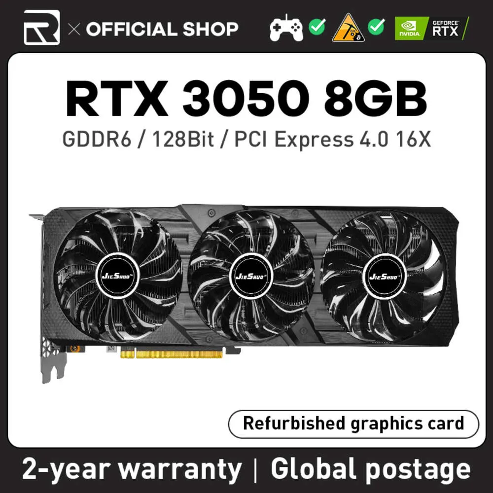 NVIDIA GeForce Jieshuo RTX 3050 Компьютерная видеокарта GDDR6 128 бит Поддержка игр PCI Express 4.0 16X rtx 3050 Видеокарта GPU