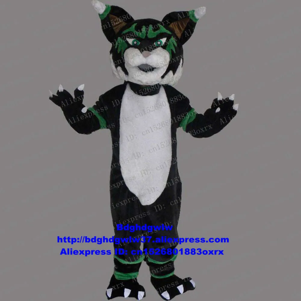 Trajes de mascote preto longo pele leopardo gato lince catamount bobcat lince luchs mascote traje adulto personagem lonas ordens de negócios zx7