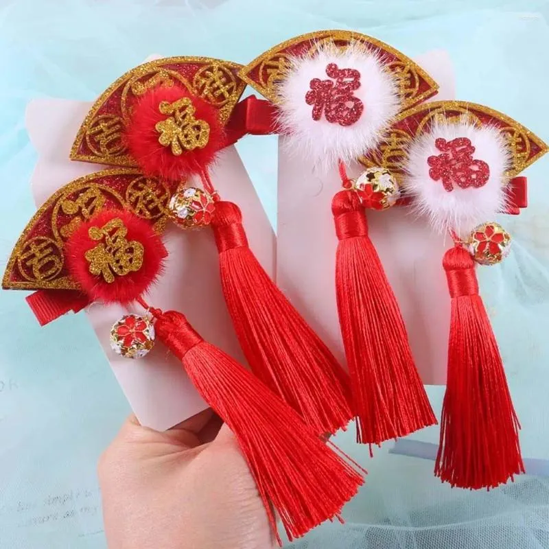 Hair Accessories Grip Children Tassels Hairpins Chinese Year Barrettes Kids Clips