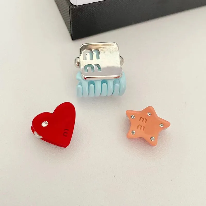 luxury m brand love heart cute star designer clamps hair clip pins barrettes nice personality letters pink red hairclips hairpins headband 3pcs in one set