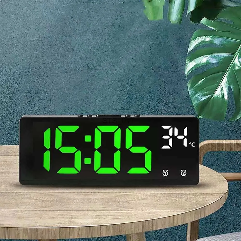 Outros relógios Acessórios Controle de voz Despertador digital Teperature Snooze Modo noturno Relógio de mesa de mesa 12/24H Função anti-perturbação LED Relógios WatchL2403
