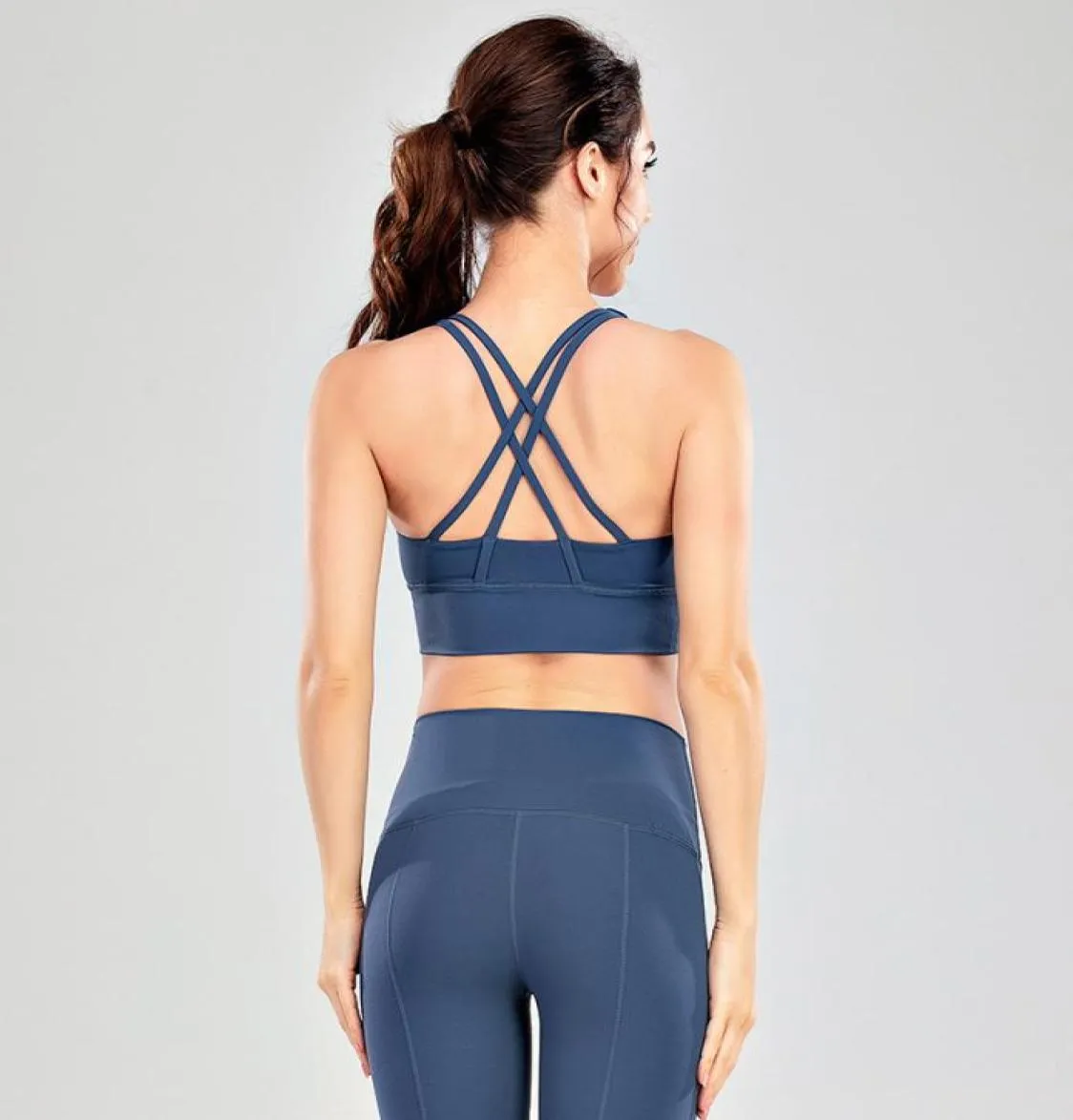 Sexy roupas de yoga sutiã esportivo roupas de ginástica feminino skinfriendly cruz volta acolchoado sutiã correndo fitness treino roupa interior regata 3396119