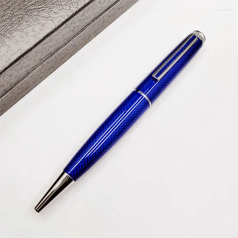 H-B High Quality Ballpoint Pens Black Blue Fiber Texture Barrel Luxury Office Writing Stationery Gift With Box Set