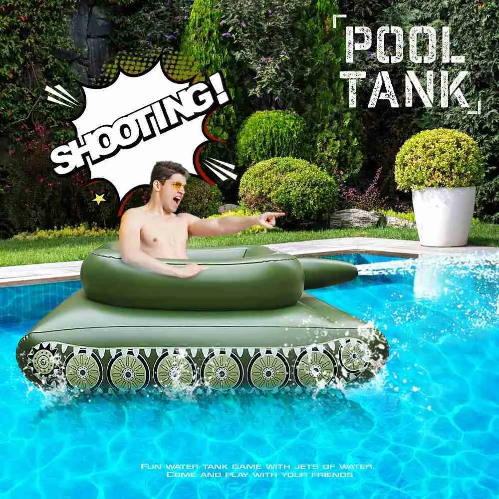 Sand Play Water Fun Kids Inflatable Tank Water Sports Toys Swimming Ring Summer Water Sprayer Battle Game Tank Water Gun Paddling Play Adult Toys L240312