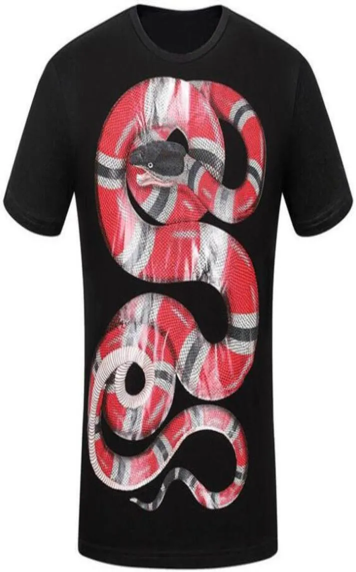 King Snake Print Italia Tshirts TOP Wysokiej jakości bawełniane mężczyzn T -koszulka ONECK Summer Women Tees Białe czarne MXXL9435616