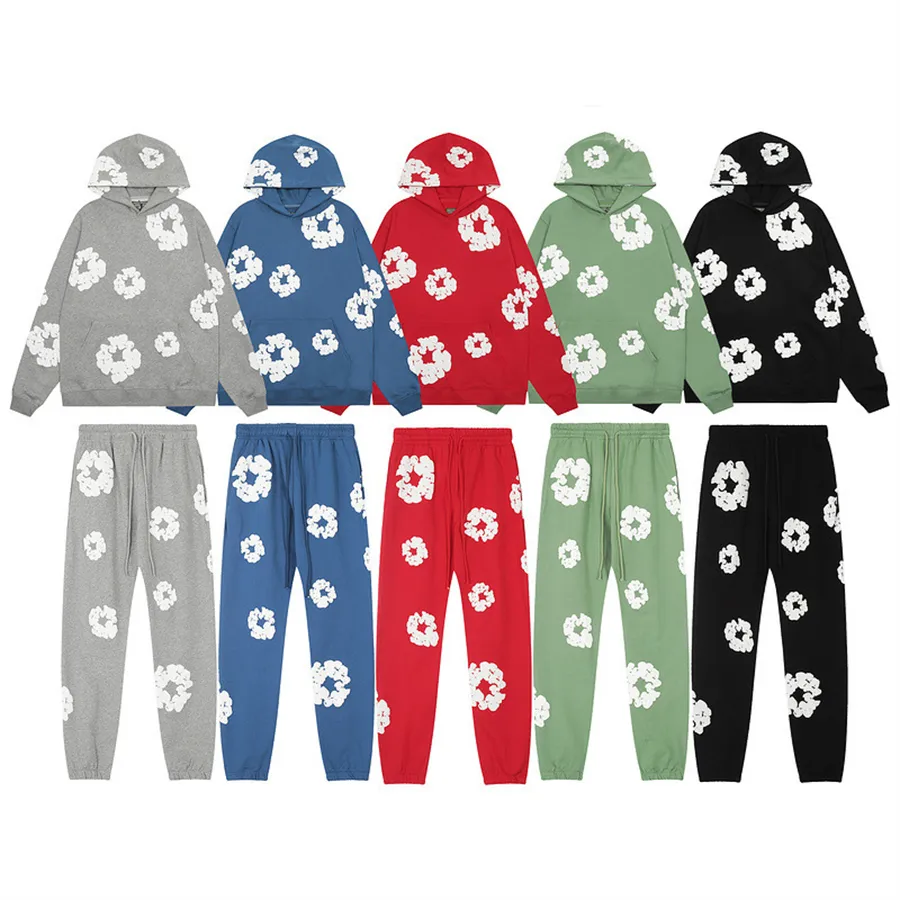 Мужская толстовка Дизайнерский пуловер с круглым вырезом Женская толстовка с капюшоном Классический американский трендовый комплект свитшотов Капок Размер печати S-xl