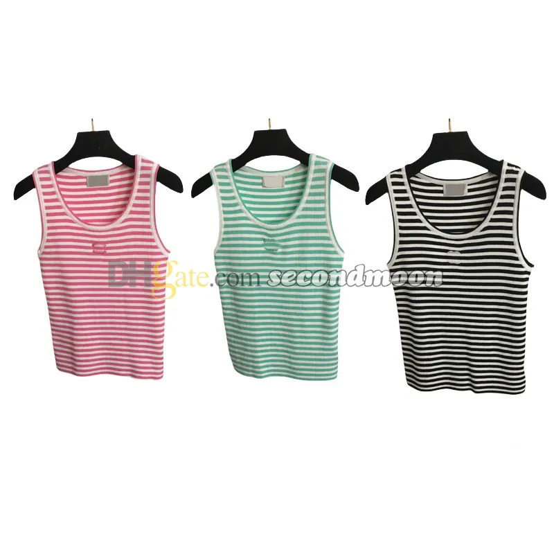Stripe Print T Shirt Women U Neck Vest Slim Fit Sport Top High Elastic Yoga T Shirts