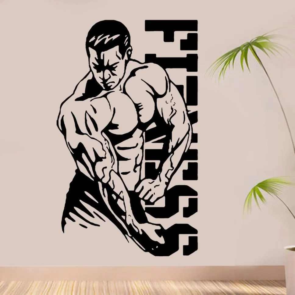 ADESIVO DE PAREDE GRANDE PARA GINÁSTICA PERSONALIZADO Pesos Pesados Fitness Decal Art Decor Mural Removível E664 201201289j