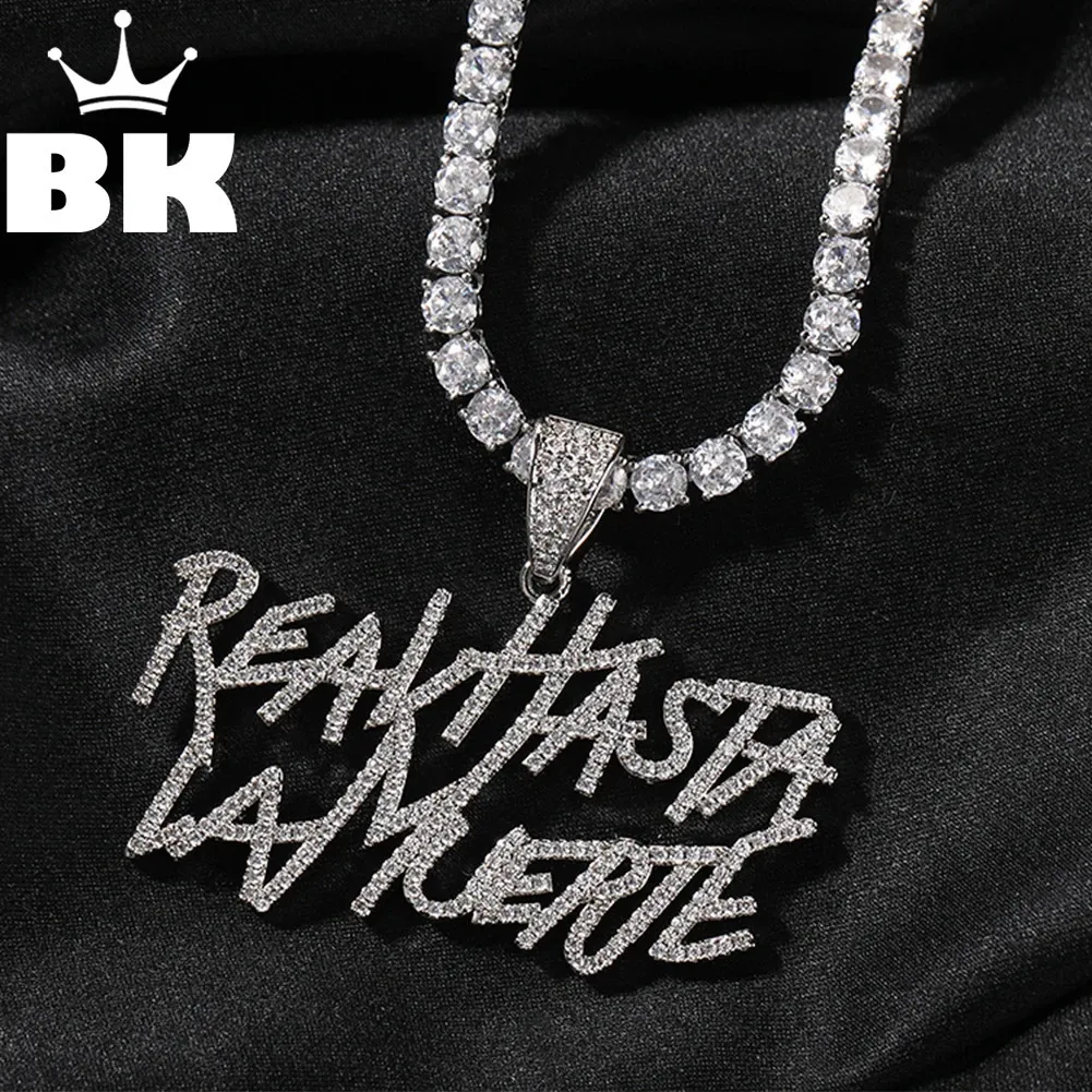 Echte Hasta La Muerte Anhanger Halskette Eced 5A CZ Anfanglicher Charme Hip Hop Schmuck Manner Anuel Aa Ikonischer Stil Von 10 67 DHgate