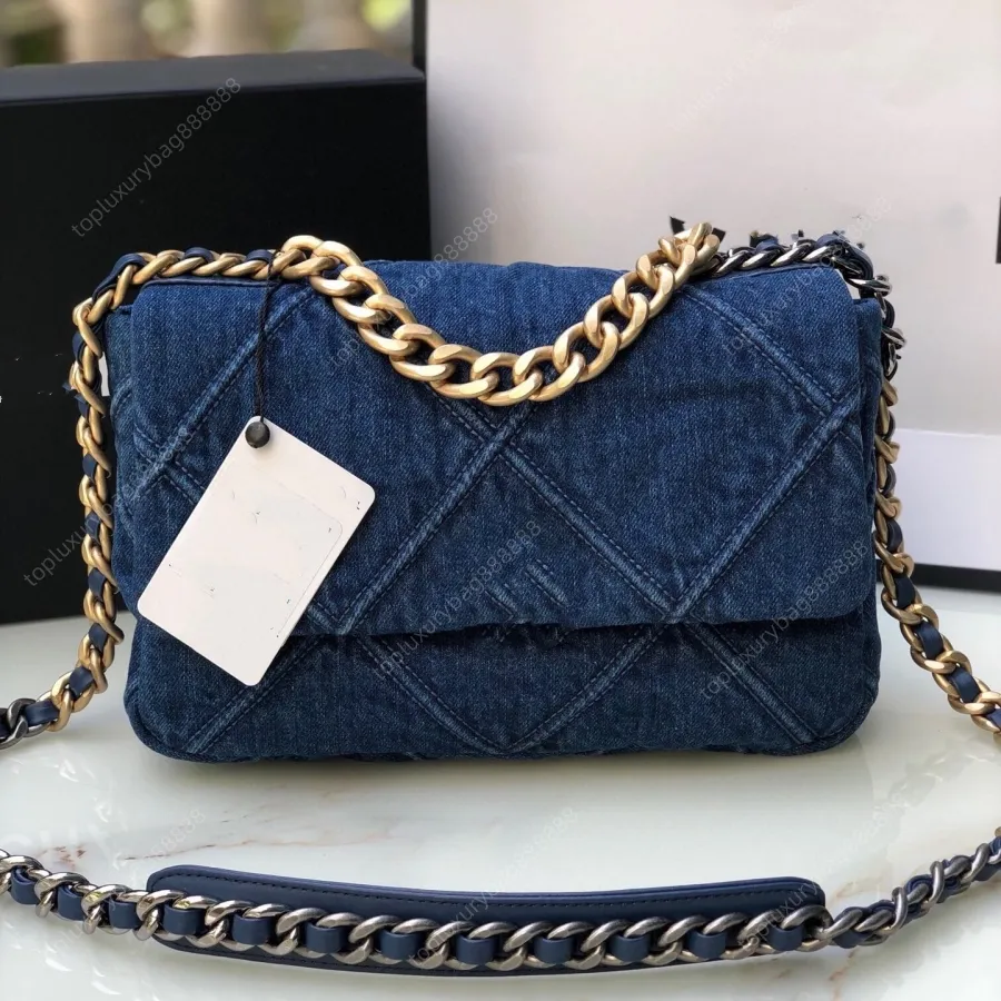 10a yüksek kaliteli denim tasarımcı çanta klasik flep çanta eyer çanta lüks çanta 25cm crossbody çanta elmas kafes zincir çantası hediye kutusu ambalaj mavi moda bayan çanta