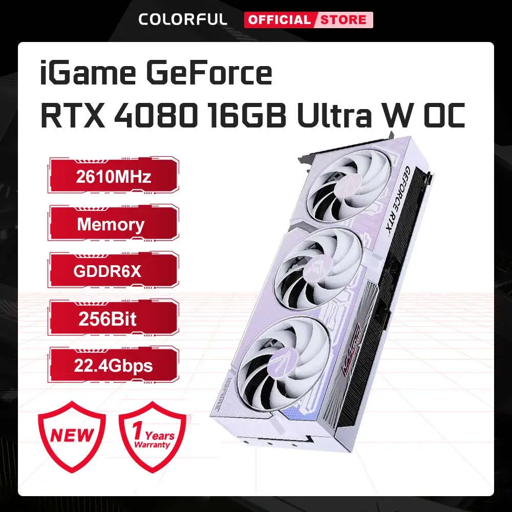 بطاقة رسومات ملونة Geforce RTX 4080 Ultra W OC 16GB GDDR6X 256BIT 2610MHZ NVIDIA GPU 4080 RTX فيديو بطاقة فيديو