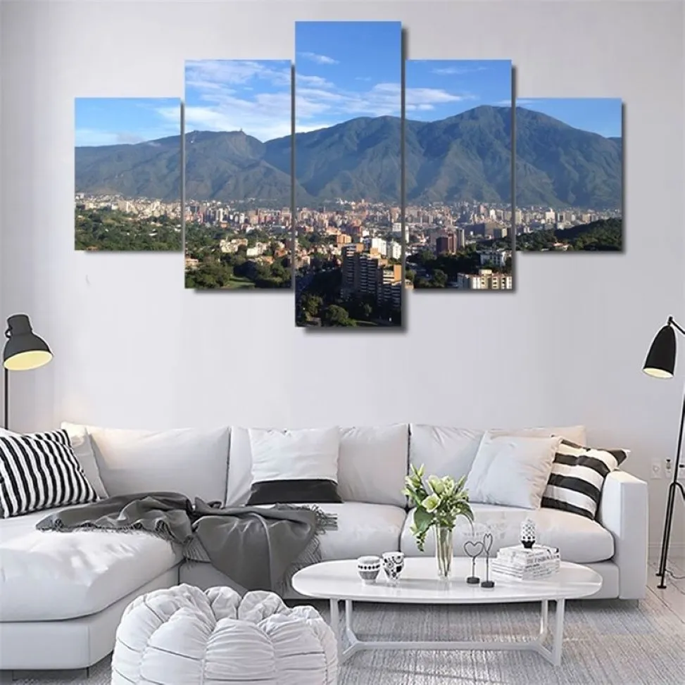 5 Piece Canvas Art Avila Caracas Mountain Canvas Print målning Väggkonst affisch Modern Hemdekoration vardagsrum Bilder 210310304Z