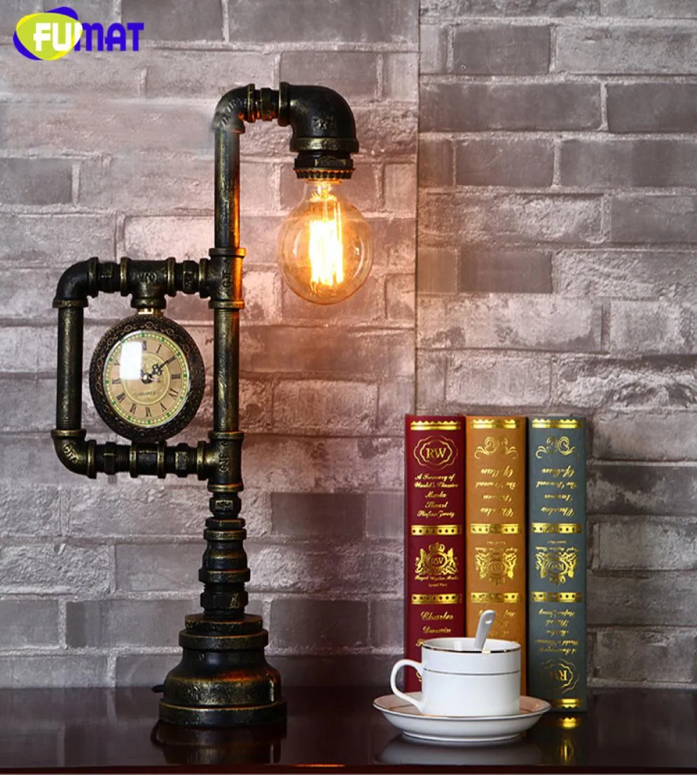 FUMAT Table Lamps Industrial Retro Water Pipe Table Lamp Creative Loft Edison Desk Lamp for Study Bedroom Table Light Luminaire1623534