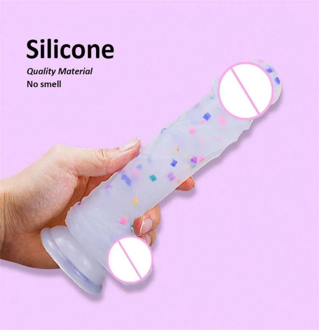 Coloré beau gode artificiel Silicone Imitation réaliste pénis doux grande ventouse femelle jouets sexuels Masturbation érotique Toy262O6240057