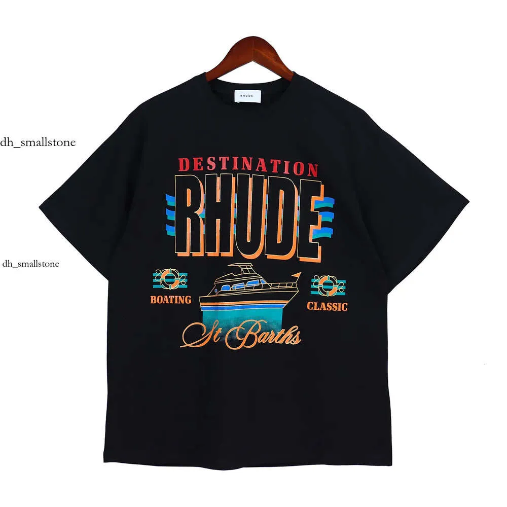 Rhude T -skjorta lyx överdimensionerad t -shirt Men Europe America Rhude Designer varumärke Kläd Rund nacke