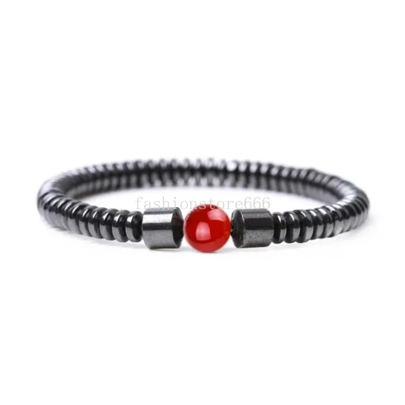 Moda cilindro hematita yoga cura pulseiras frisado casal pulseira de pedra natural para homens mulheres jóias