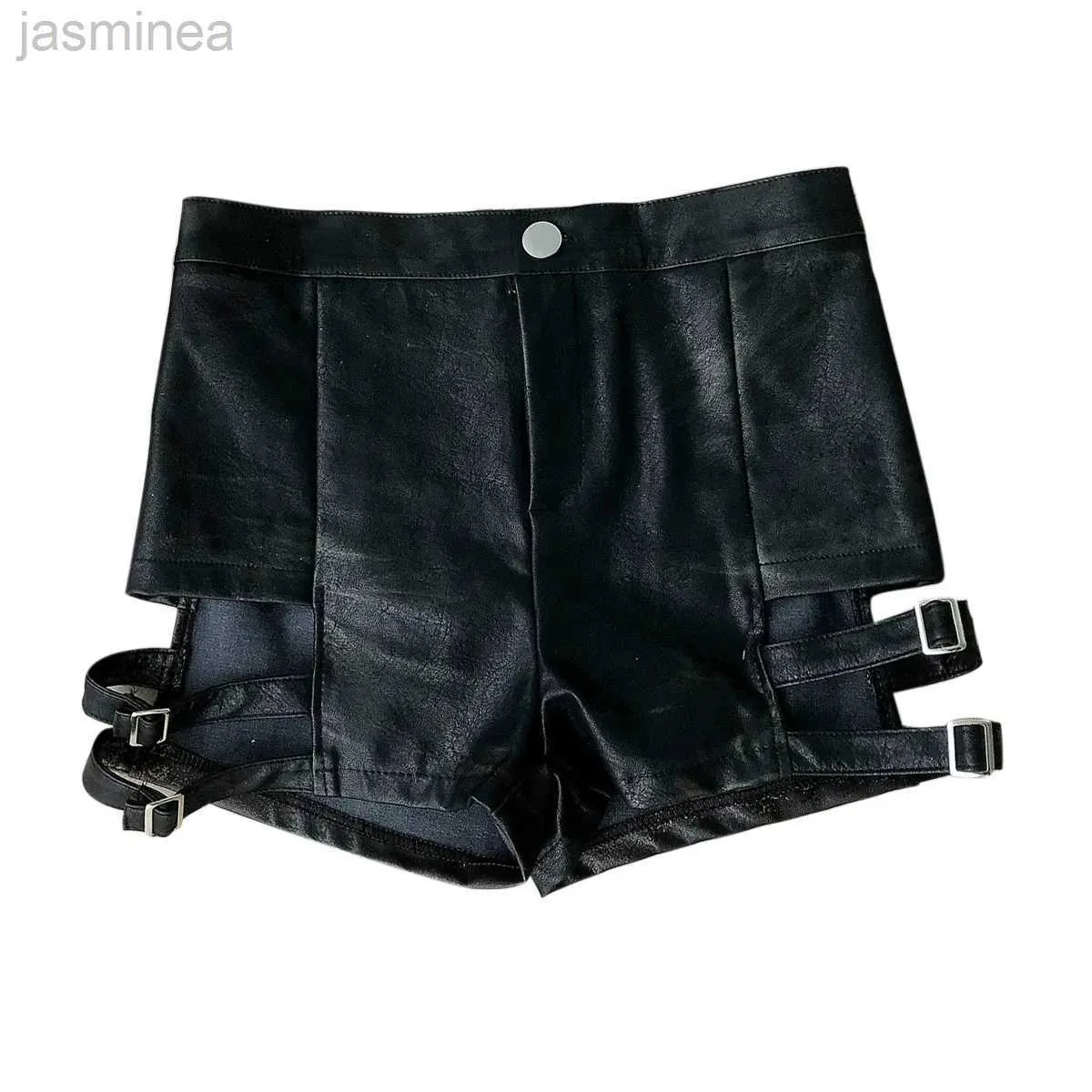 Pantaloncini da donna in pelle nera fasciatura in vita ultra corta discoteca Feminina Club DJ Dance Summer ldd240312