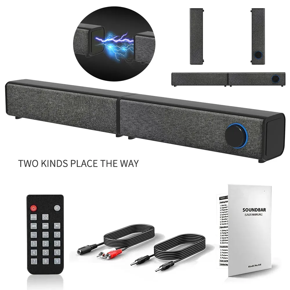 Soundbar Home Theaters Sound System Soundbar Bluetooth -luidspreker High Power Subwoofer Scheidbare tv -luidsprekers Muziekcentrum met aux RCA -kabel