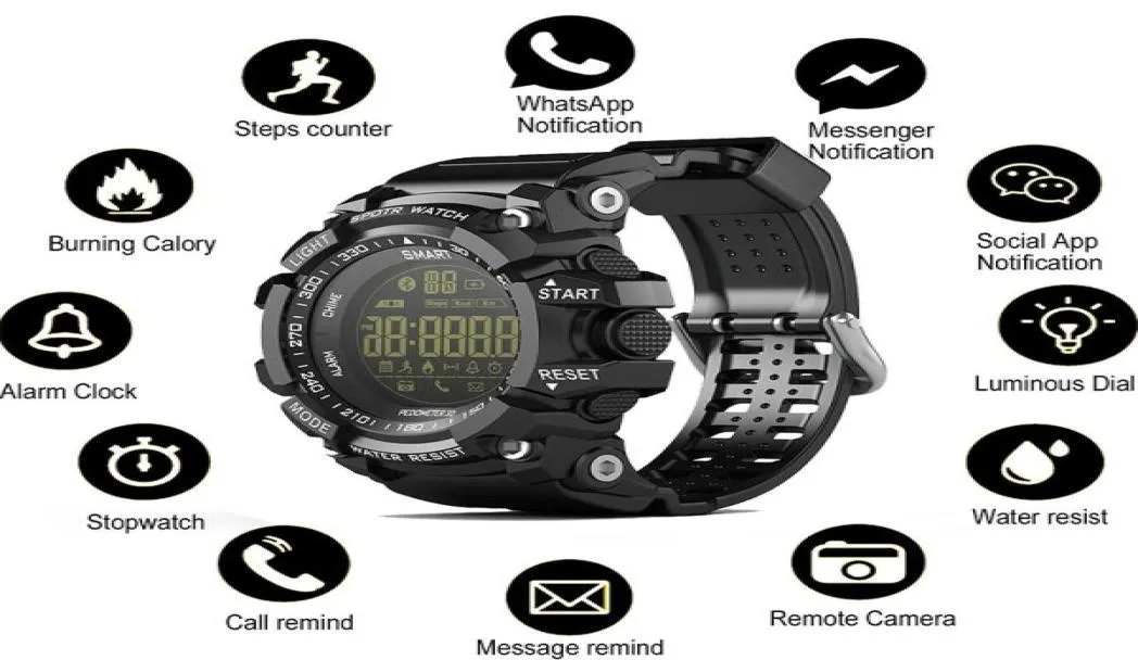EX16 Smart Watch Bluetooth Waterproof IP67 SMART WRISTWATCH RELOGIOS PEDOMETER STOPWATCH SPORT JACLATE FÖR IPHONE ANDROID TELEFON W2767641