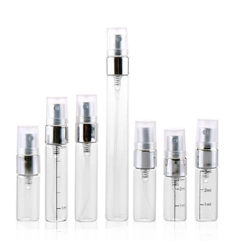 2ml 3ml 5ml Transparent portable spray bottle Perfume Glass Bottles Vials Refillable Perfume Atomizer Travel F409 Lubpj Eahtu