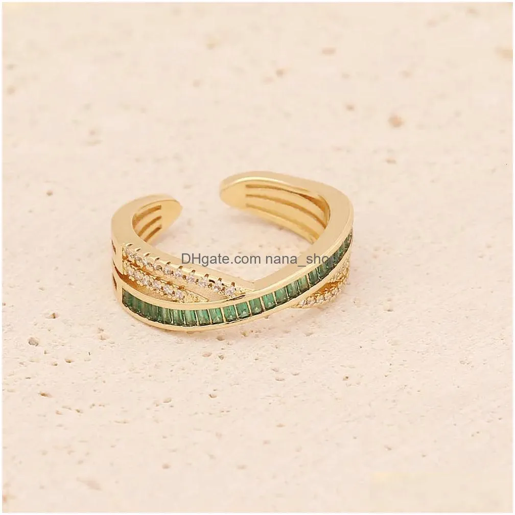 Ringen 2022 Lente Groene Liefde Slang Bloem Set Mode Zirkoon Cross Womens Ring R088 Drop Levering Sieraden Dhu4Q