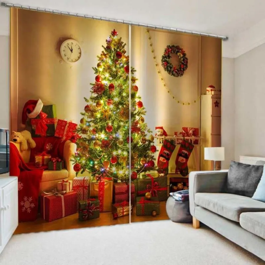 Rideaux personnalisés 3D pour arbre de noël, pour salon, chambre à coucher, décoration de maison, Design de chaussettes, Cortinas255Z