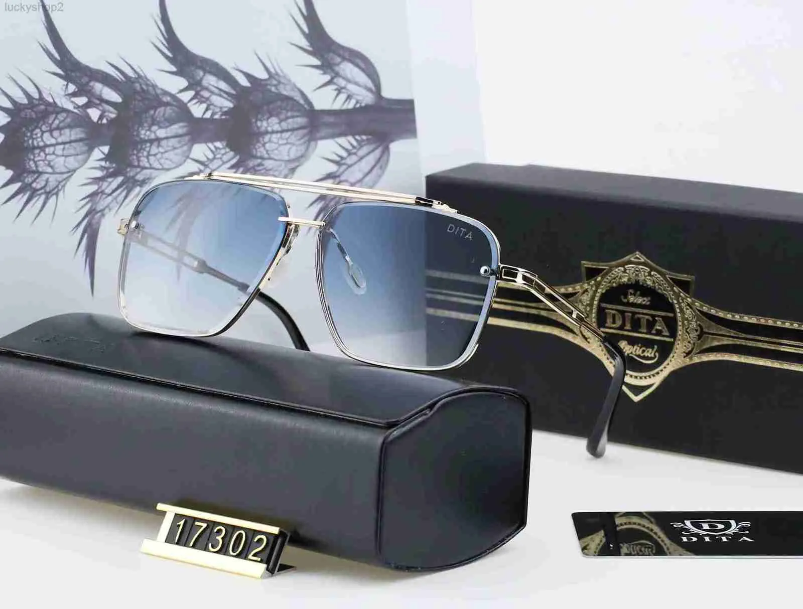 Top Designer Dita 17302 Sunglasses Mens and Womens Metal Retro Fashion Black Glasses Door All Match Uv 400 Lens