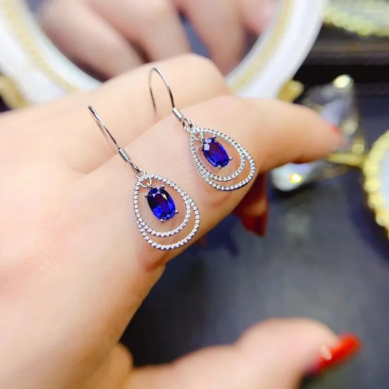 Stud Küpe Doğal Safir Opal Londra Mavi Kadınlar Sterling Gümüş 925 Düğün Sertifikalı Takı