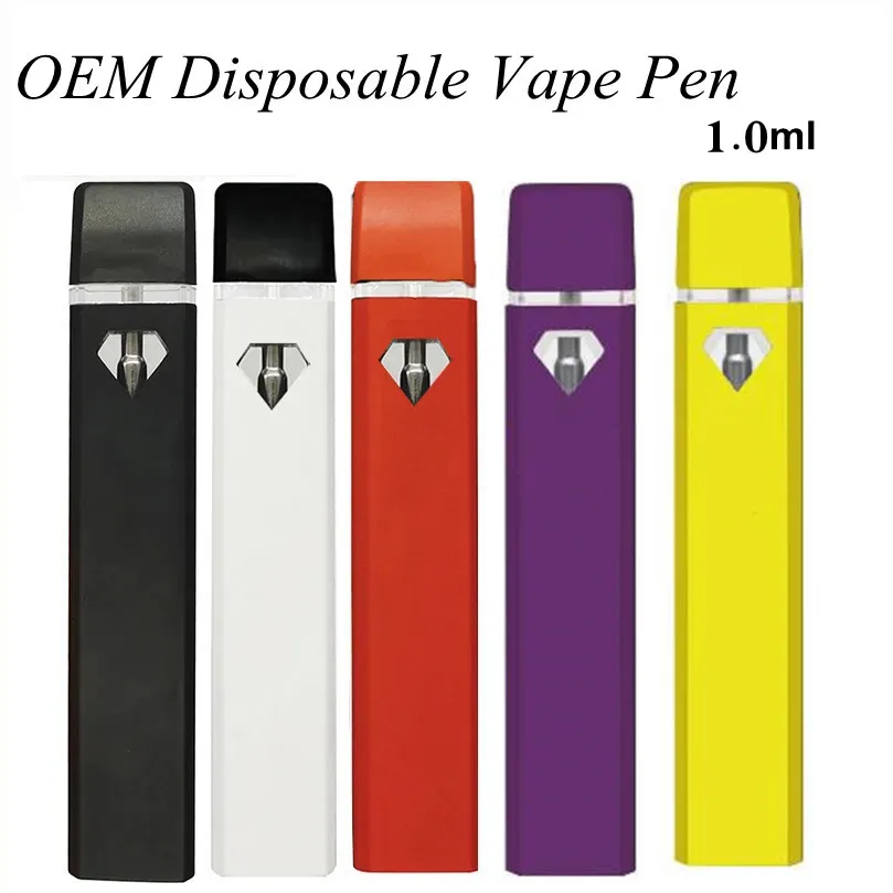 맞춤형 충전식 일회용 vape 펜 전자 담배 280mAh 배터리 빈 1ml 포드 비어있는 1ml 포드 기화기 펜스 카트리지가있는 window window oem 컬러 로고