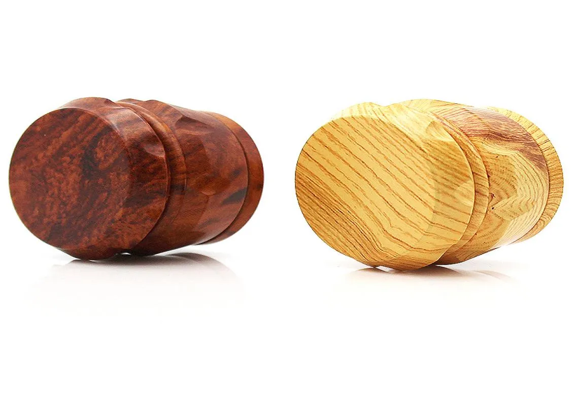 Wholes Wood Grain Herb Metal Grinder 4 capas Molinillos de tabaco de dos colores con 40 mm 50 mm 63 mm DHL9826047