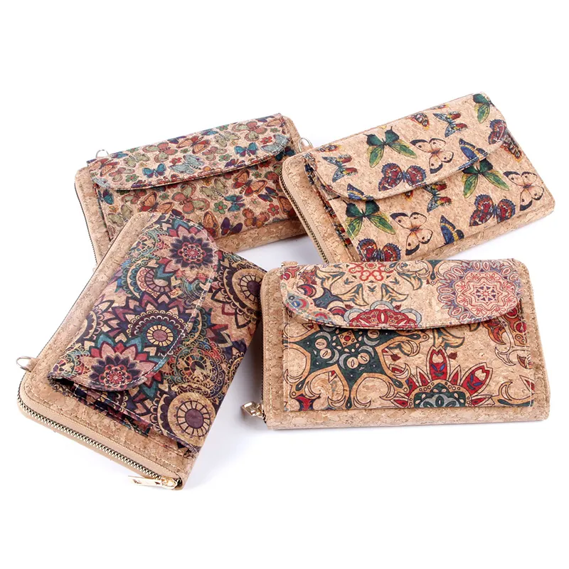 DHL100pcs Messenger Bags Cork Leather National Printing Phone Flap Cover Crossbody Bag Mix Color