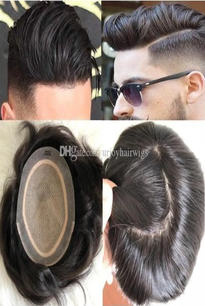 Mens Hair Wig Hairpieces Straight Full Silk Base Toupee 10A Malaysian Virgin Human Hair Replacement for Men Fast Express Delivery8437076